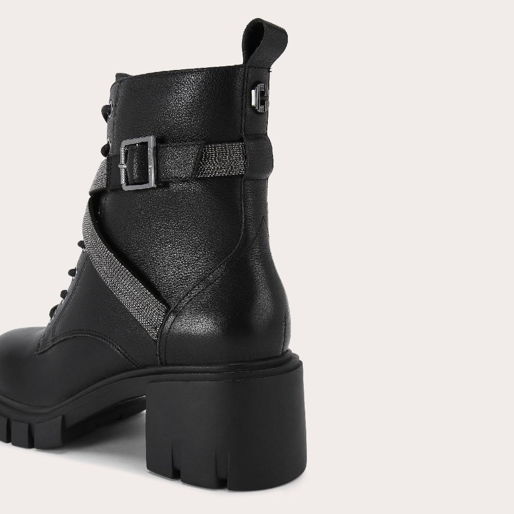 Carvela IGNITE STRAP Black Leather Block Heel Boot By CARVELA