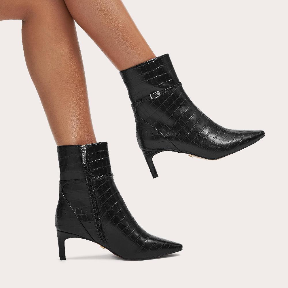 Carvela IMPRESS ANKLE Black Croc Ankle Boot By CARVELA