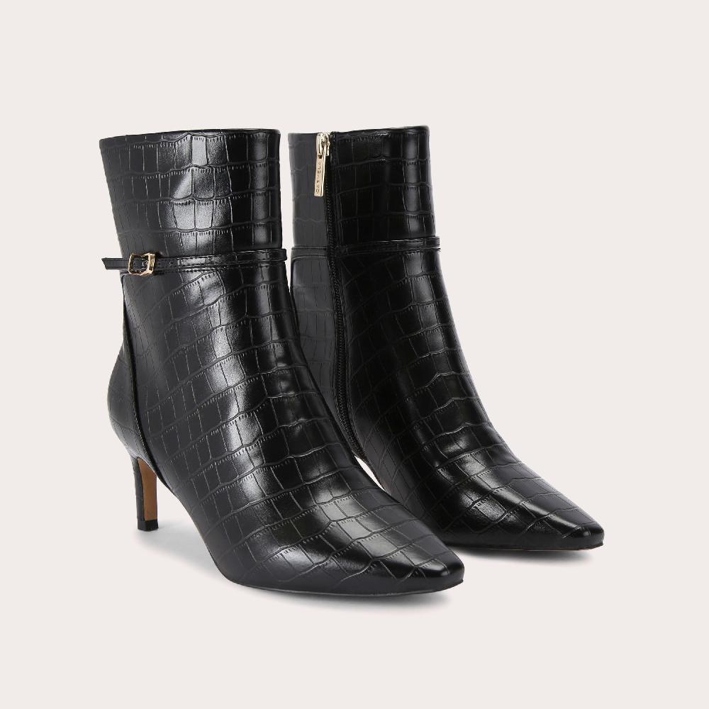Carvela IMPRESS ANKLE Black Croc Ankle Boot By CARVELA
