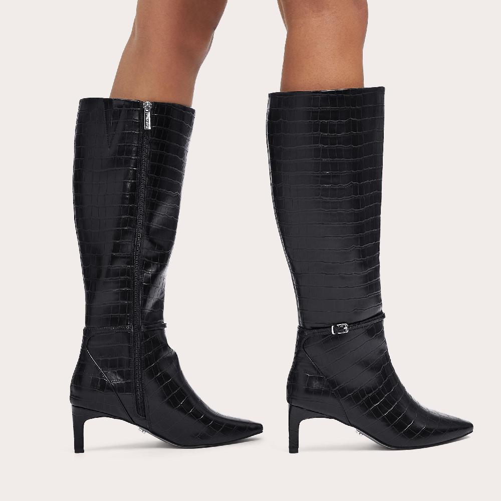 Carvela IMPRESS HIGH LEG Black Croc Embossed Knee Boot By CARVELA