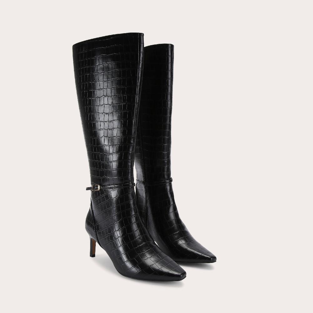 Carvela IMPRESS HIGH LEG Black Croc Embossed Knee Boot By CARVELA