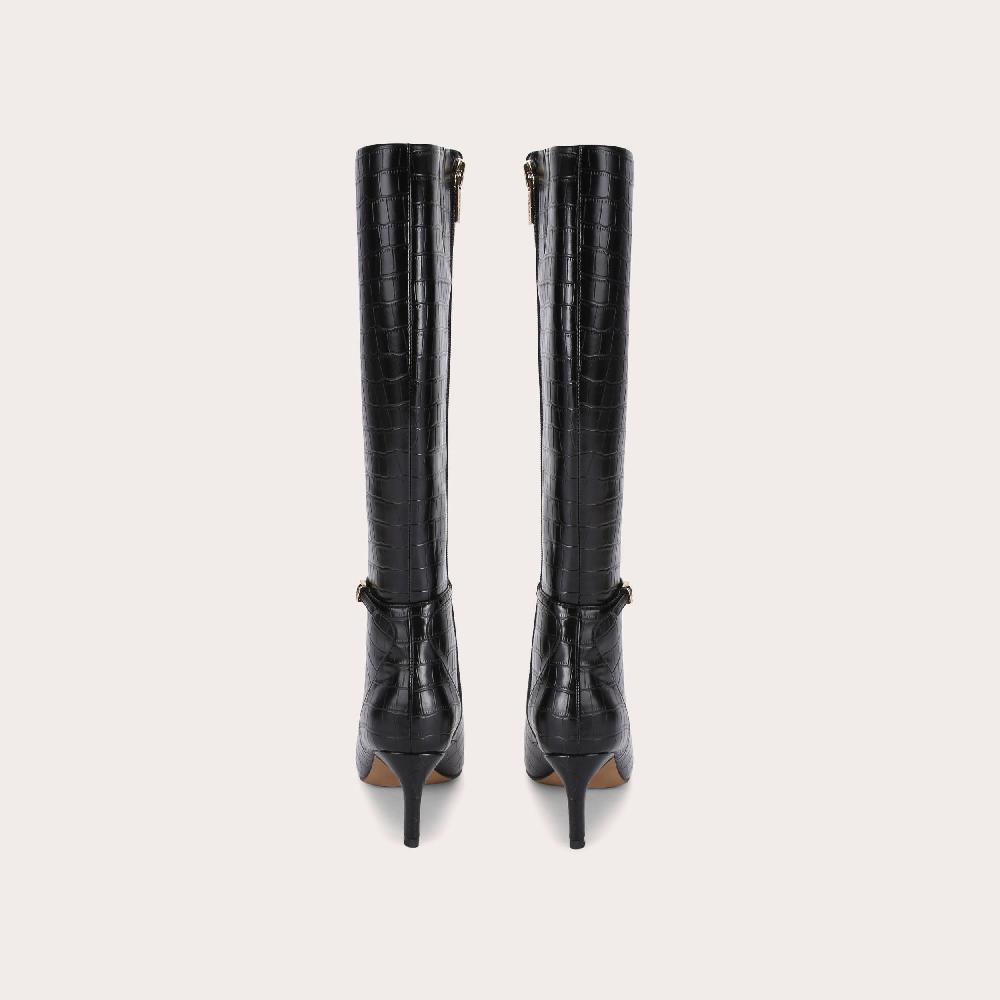 Carvela IMPRESS HIGH LEG Black Croc Embossed Knee Boot By CARVELA