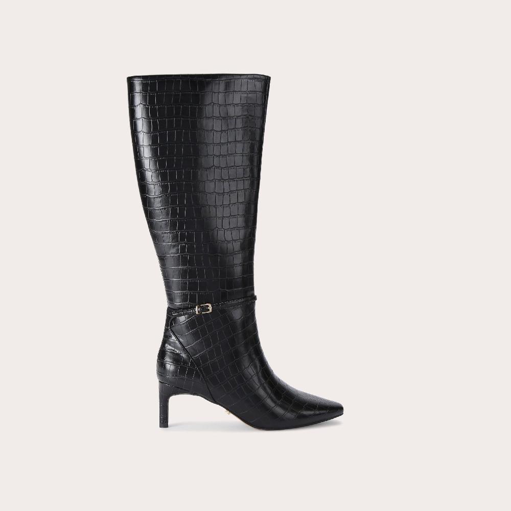 carvela IMPRESS HIGH LEG Black Croc Embossed Knee Boot by CARVELA