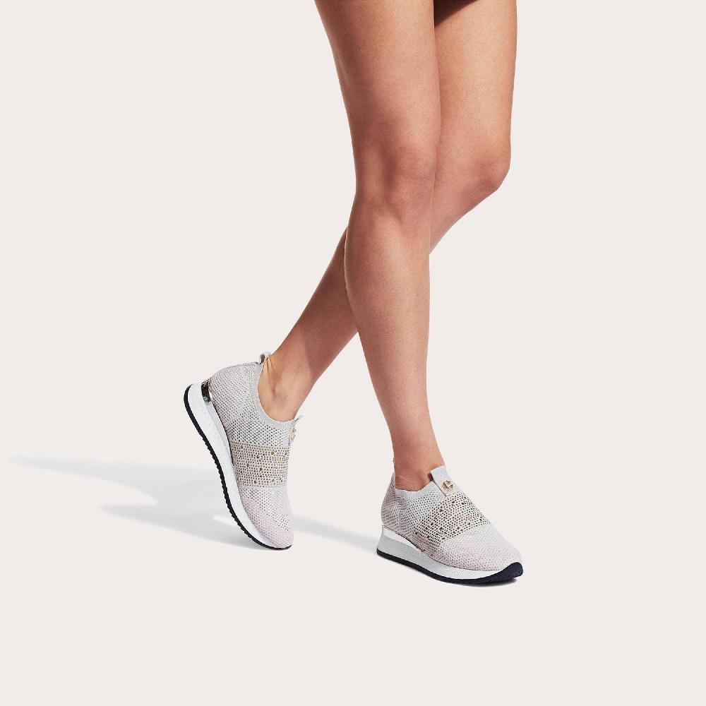 Carvela JANEIRO Bone Knitted Slip On Jewelled Trainers By CARVELA