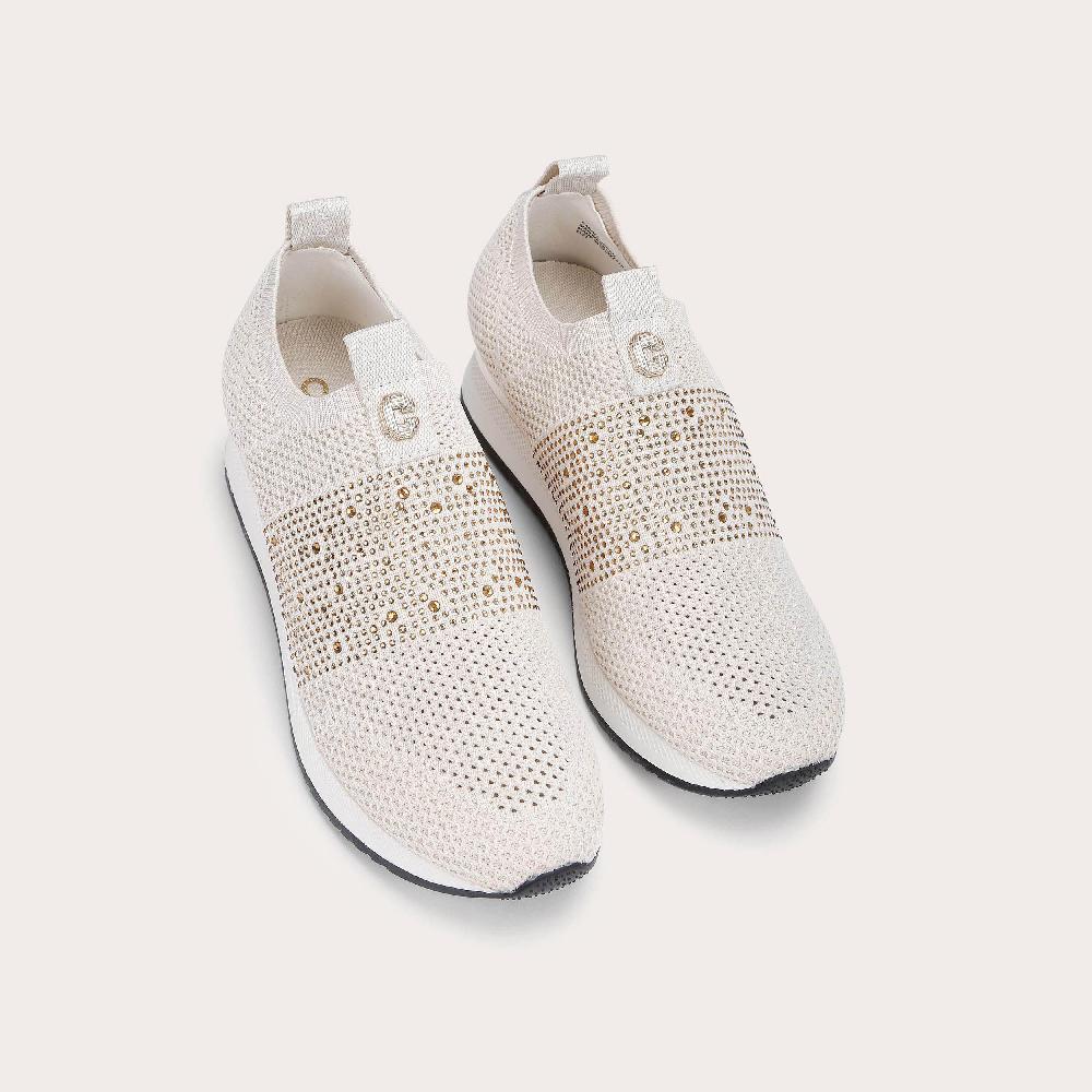 Carvela JANEIRO Bone Knitted Slip On Jewelled Trainers By CARVELA