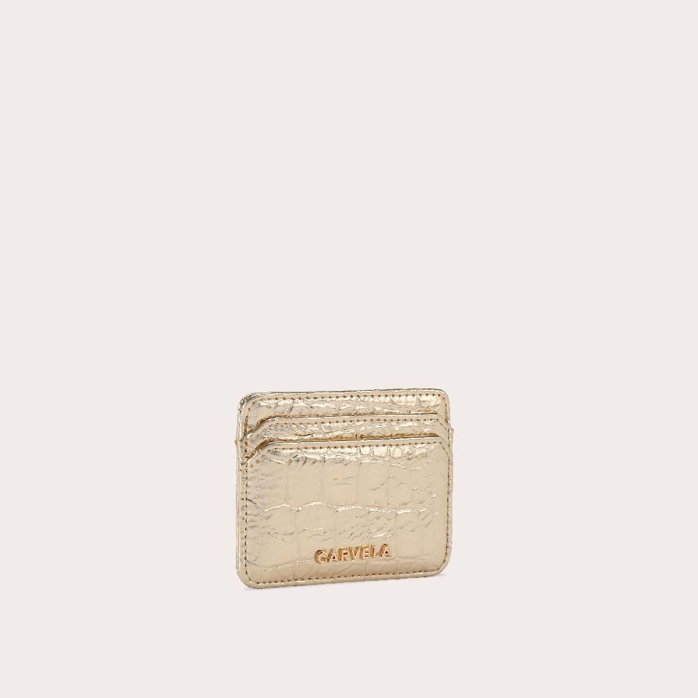 Carvela JESSICA CARD HOLDER Gold Croc Embossed Card Holder By CARVELA