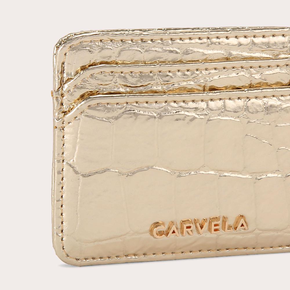 Carvela JESSICA CARD HOLDER Gold Croc Embossed Card Holder By CARVELA