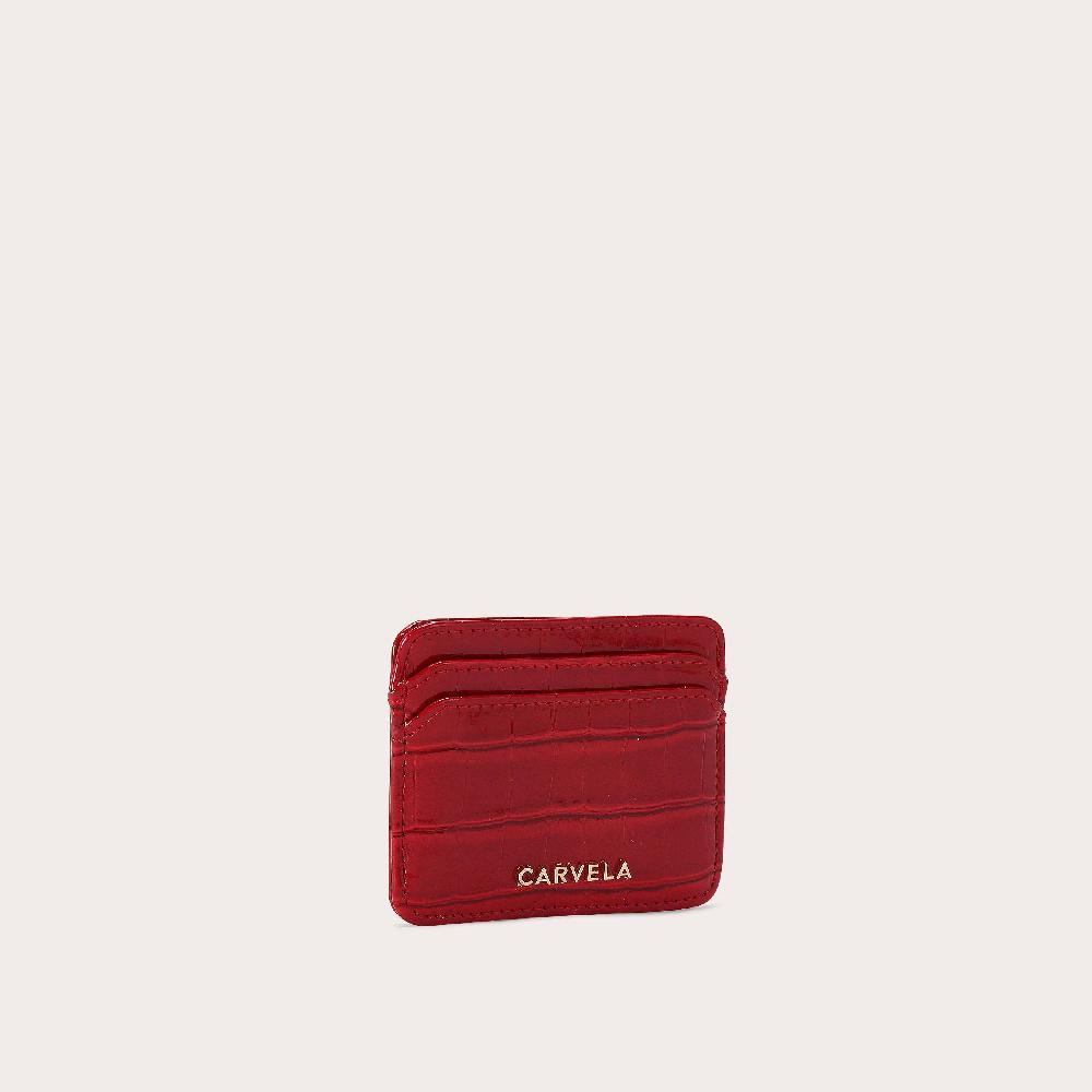 Carvela JESSICA CARD HOLDER Red Croc Embossed Card Holder By CARVELA