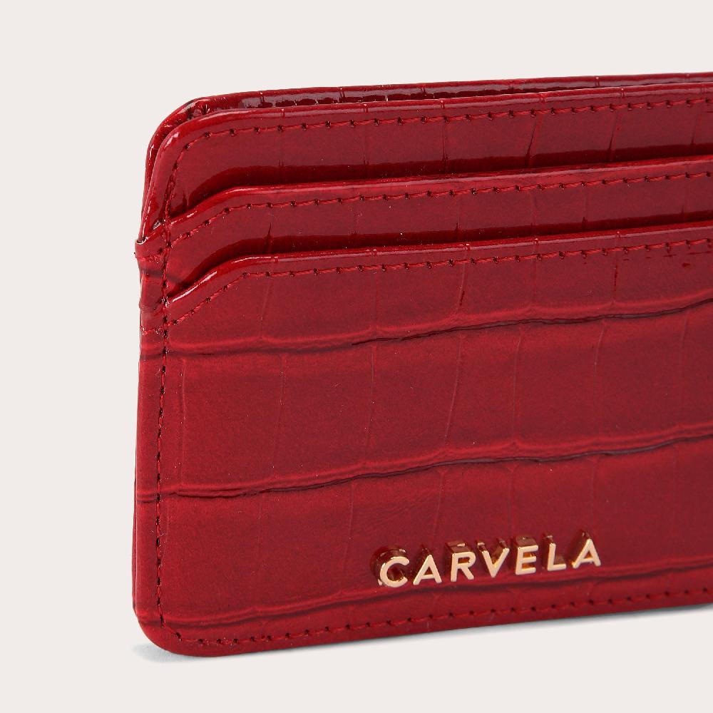 Carvela JESSICA CARD HOLDER Red Croc Embossed Card Holder By CARVELA