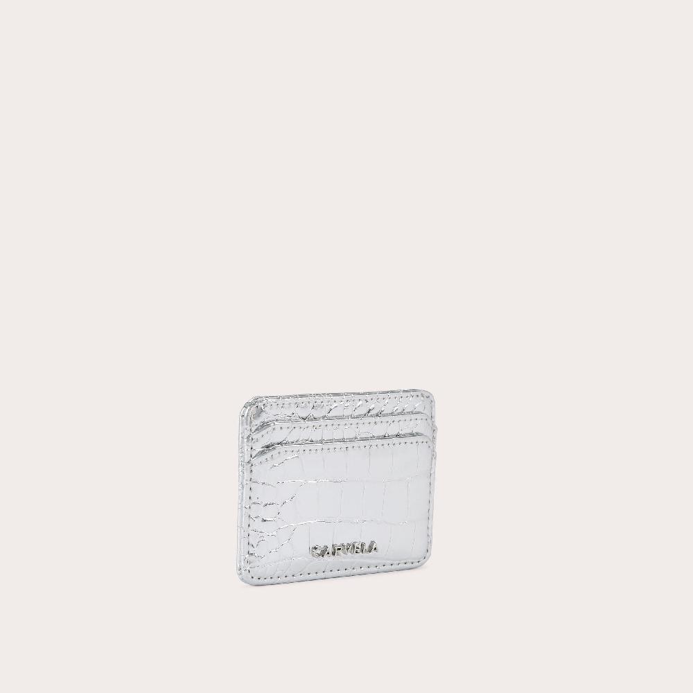 Carvela JESSICA CARD HOLDER Silver Croc Printed Card Holder By CARVELA