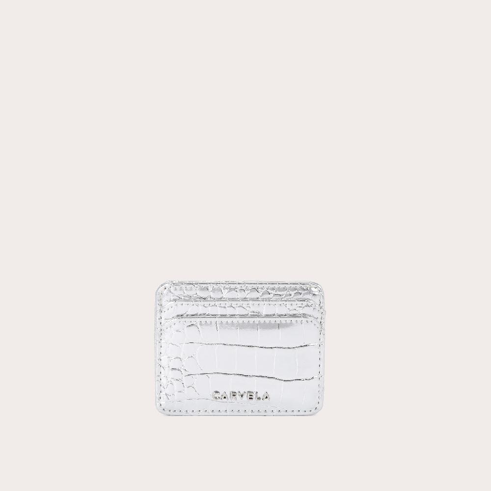 carvela JESSICA CARD HOLDER Silver Croc Printed Card Holder by CARVELA