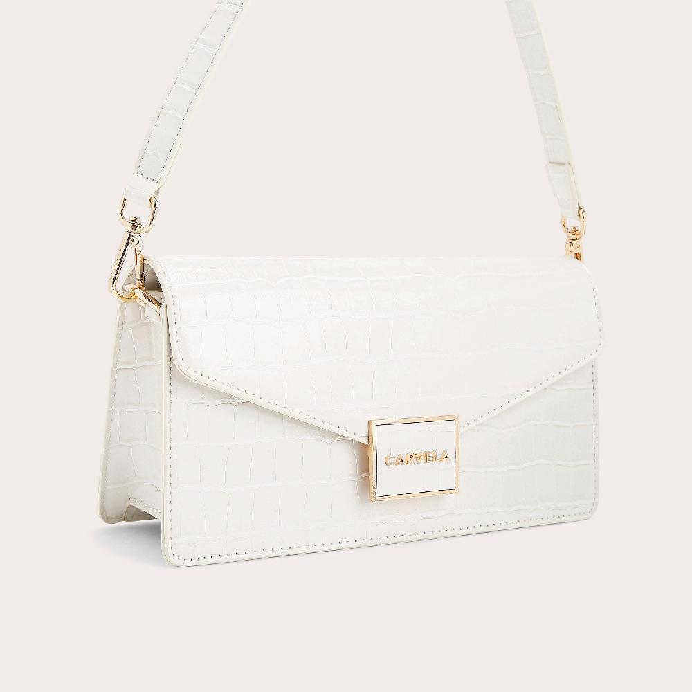 Carvela JESSICA EAST-WEST Bone Croc Embossed Cross Body Bag By CARVELA