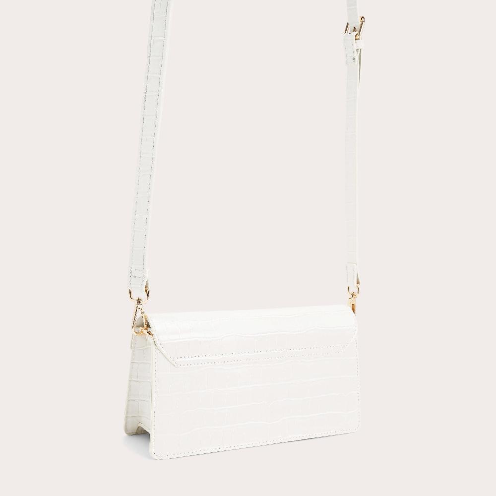 Carvela JESSICA EAST-WEST Bone Croc Embossed Cross Body Bag By CARVELA