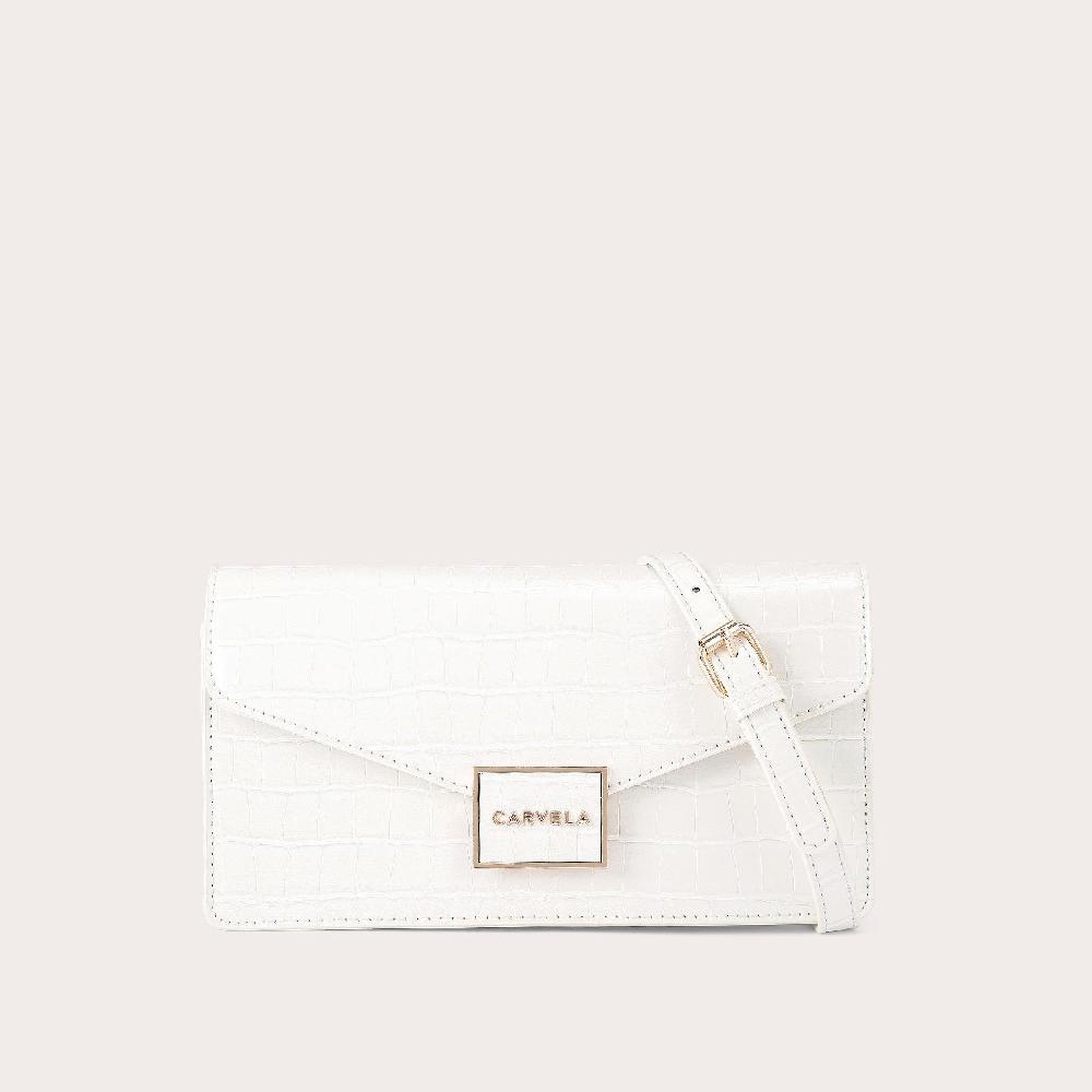 carvela JESSICA EAST-WEST Bone Croc Embossed Cross Body Bag by CARVELA