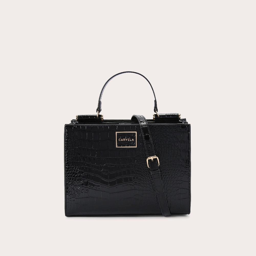 carvela JESSICA MIDI TOTE 2 Black Croc Print Tote Bag by CARVELA