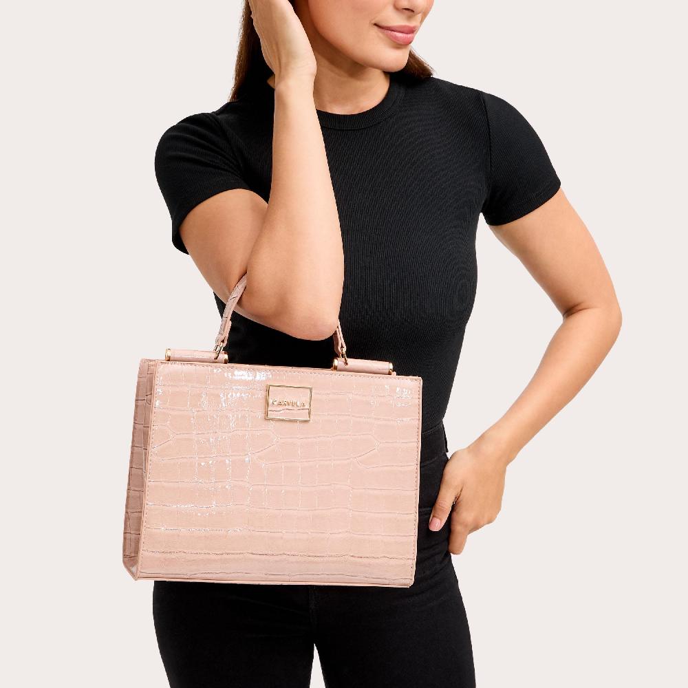 Carvela JESSICA MIDI TOTE 2 Blush Croc Tote Bag By CARVELA