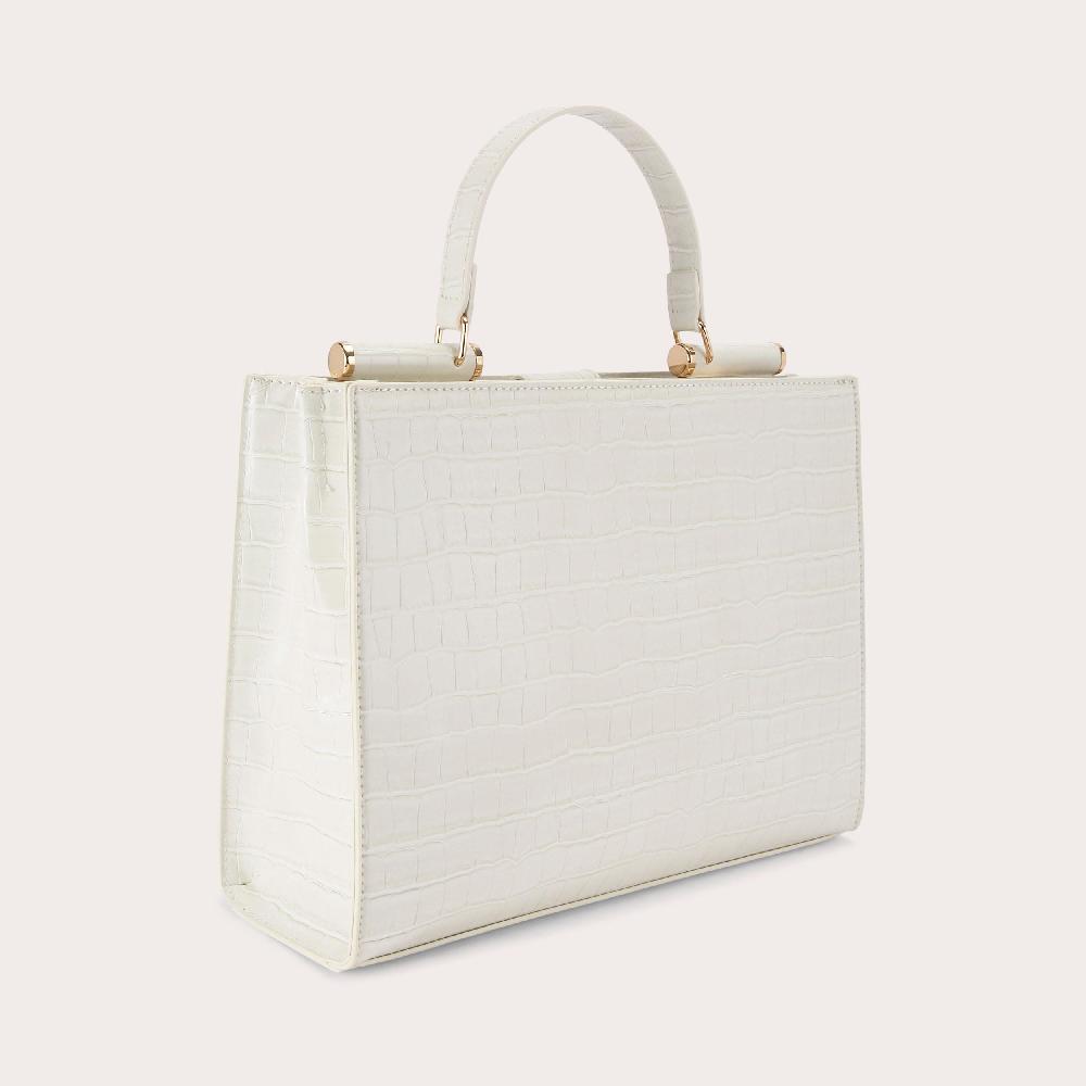 Carvela JESSICA MIDI TOTE 2 Bone Croc Tote Bag By CARVELA