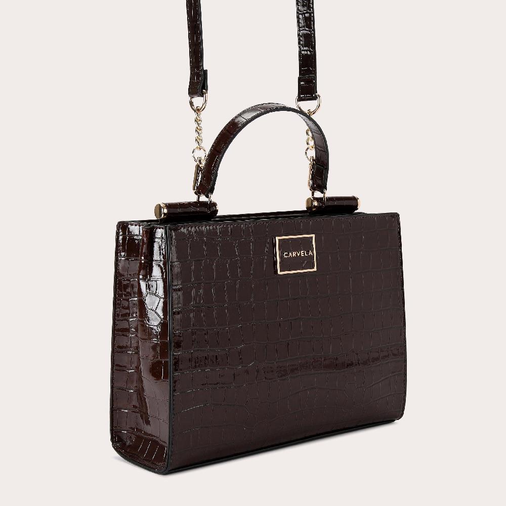 Carvela JESSICA MIDI TOTE 2 Brown Croc Embossed Tote Bag By CARVELA