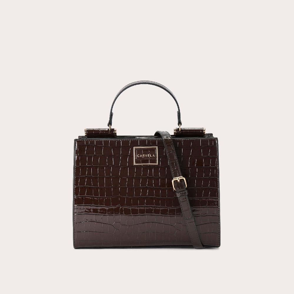 carvela JESSICA MIDI TOTE 2 Brown Croc Embossed Tote Bag by CARVELA