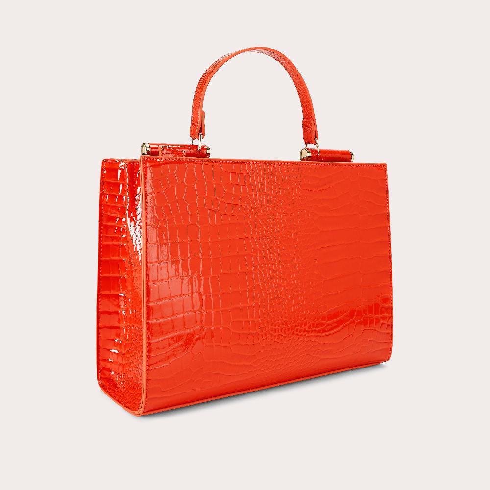Carvela JESSICA MIDI TOTE 2 Orange Croc Embossed Tote Bag By CARVELA
