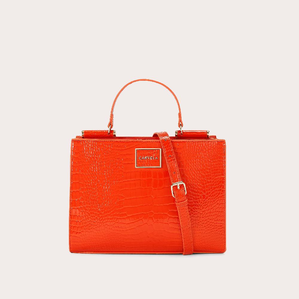 carvela JESSICA MIDI TOTE 2 Orange Croc Embossed Tote Bag by CARVELA
