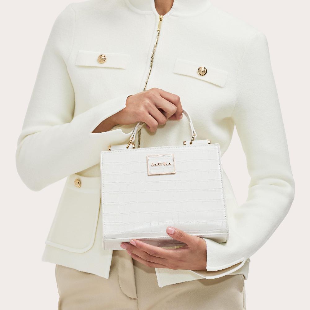 Carvela JESSICA MINI TOTE 2 Bone Croc Tote Bag By CARVELA