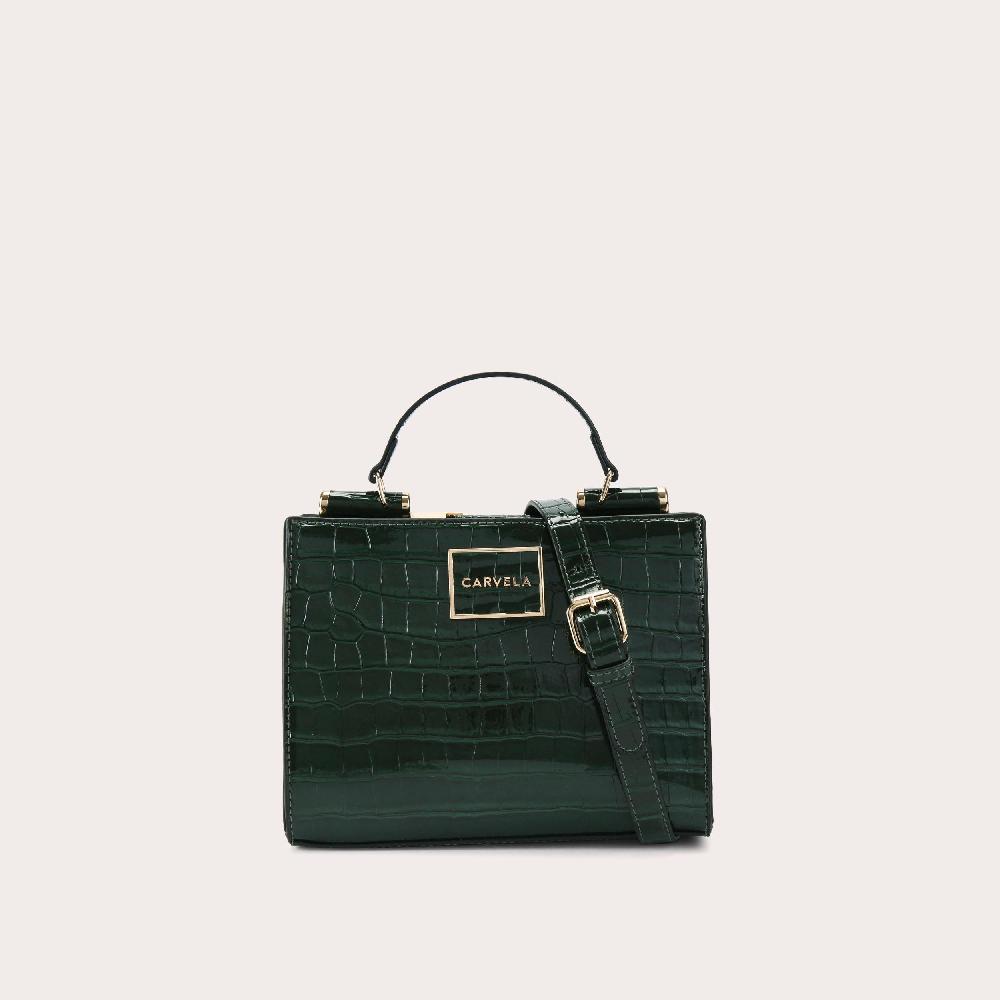 carvela JESSICA MINI TOTE 2 Dark Green Croc Tote Bag by CARVELA