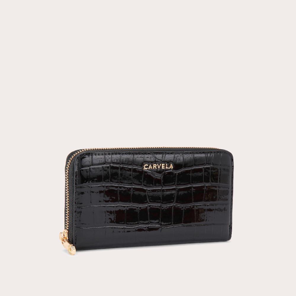 Carvela JESSICA PURSE Black Croc Embossed Purse By CARVELA