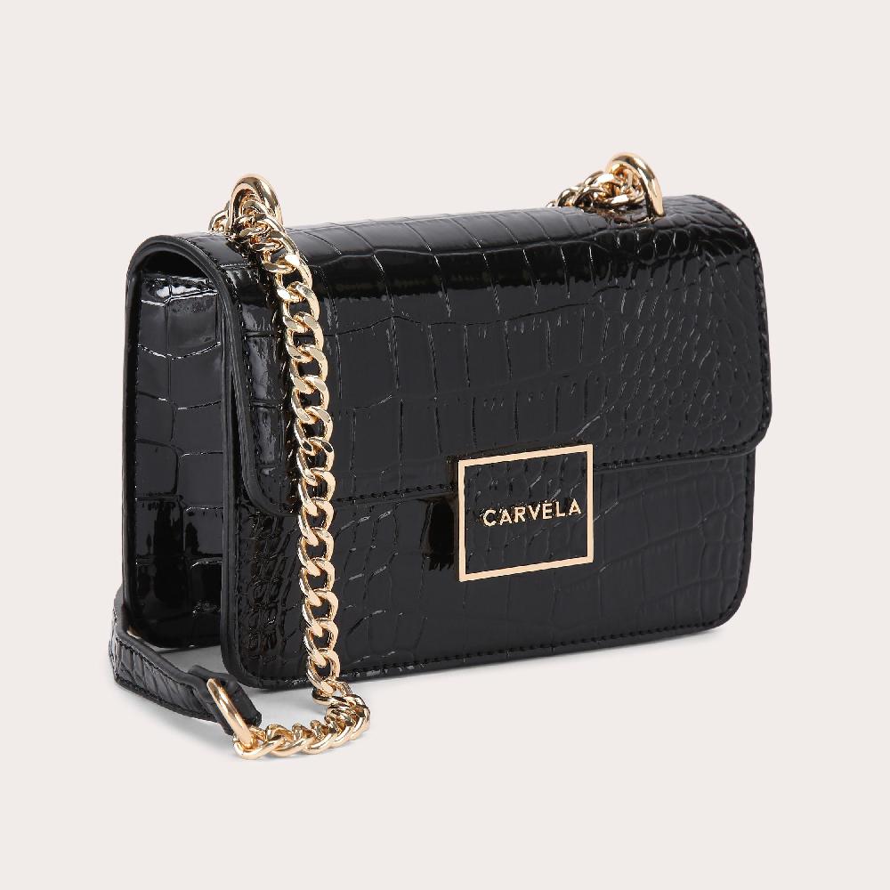 Carvela JESSICA SHOULDER BAG Black Croc Shoulder Bag By CARVELA