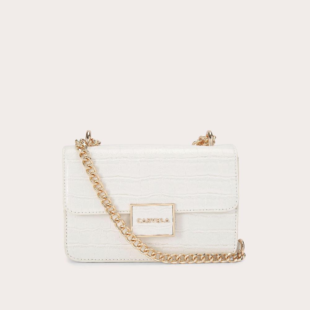 carvela JESSICA SHOULDER BAG Bone Croc Shoulder Bag by CARVELA