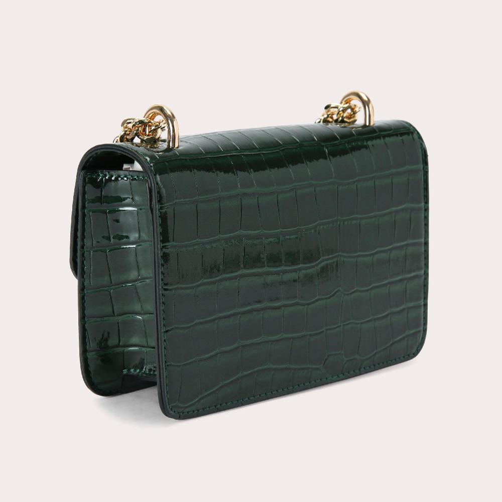 Carvela JESSICA SHOULDER BAG Dark Green Croc Print Shoulder Bag By CARVELA