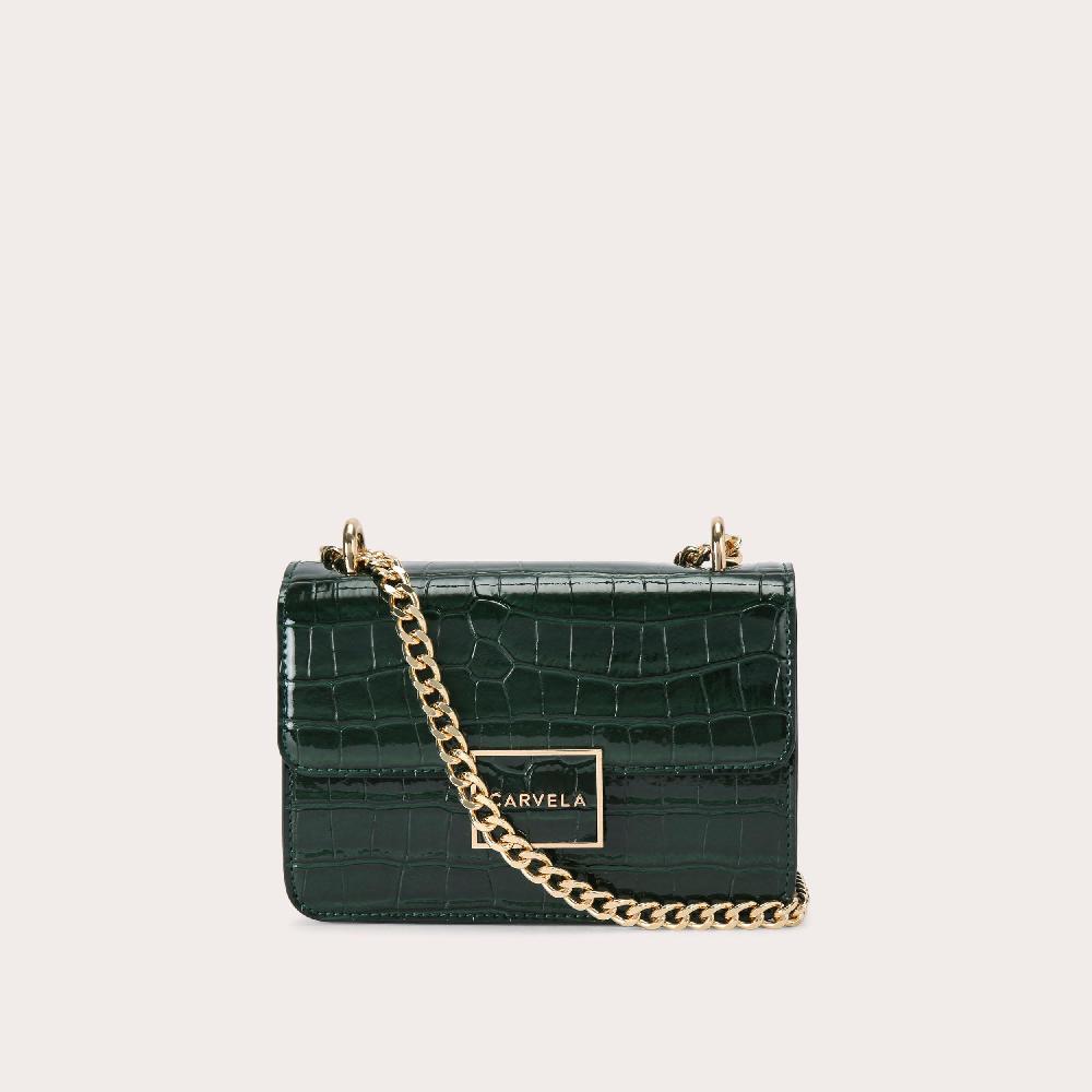 carvela JESSICA SHOULDER BAG Dark Green Croc Print Shoulder Bag by CARVELA