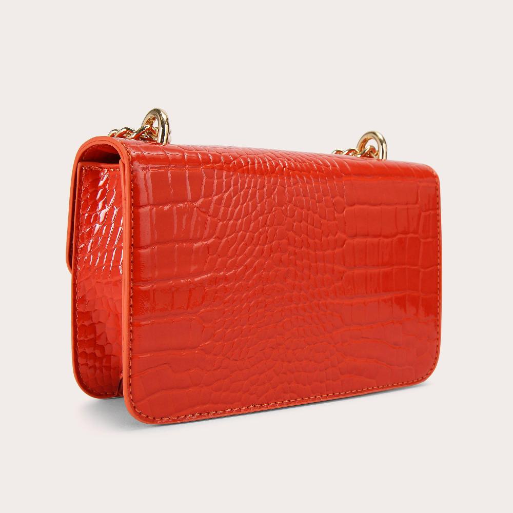 Carvela JESSICA SHOULDER BAG Orange Croc Embossed Shoulder Bag By CARVELA