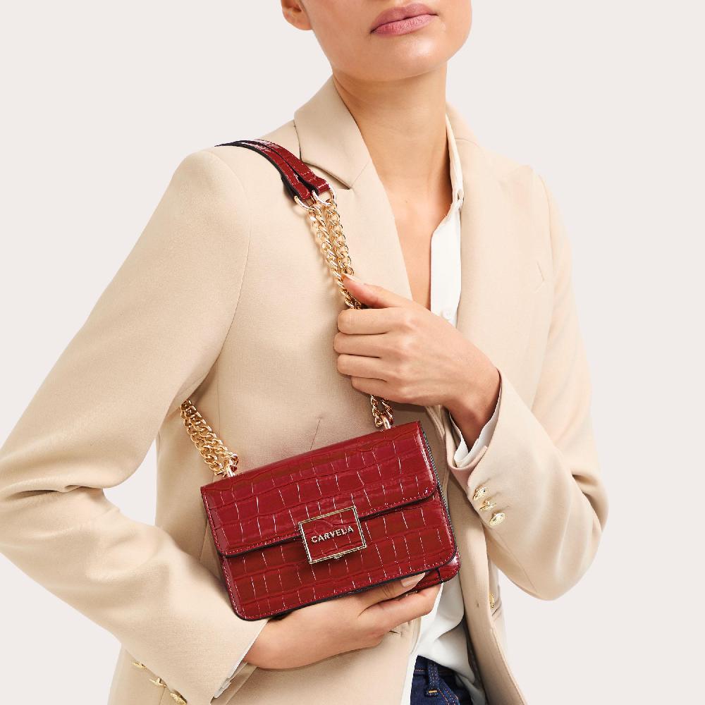 Carvela JESSICA SHOULDER BAG Red Croc Cross Body Bag By CARVELA