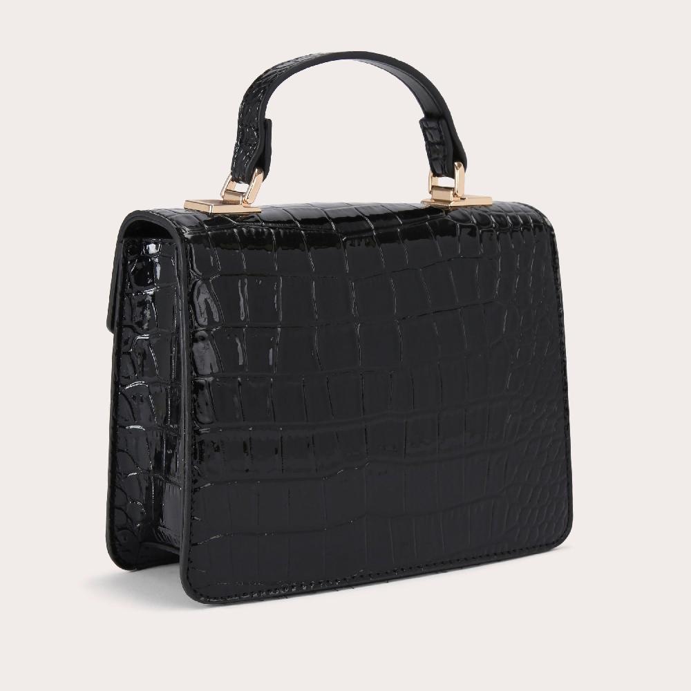 Carvela JESSICA TOP HANDLE Black Croc Print Top Handle Bag By CARVELA