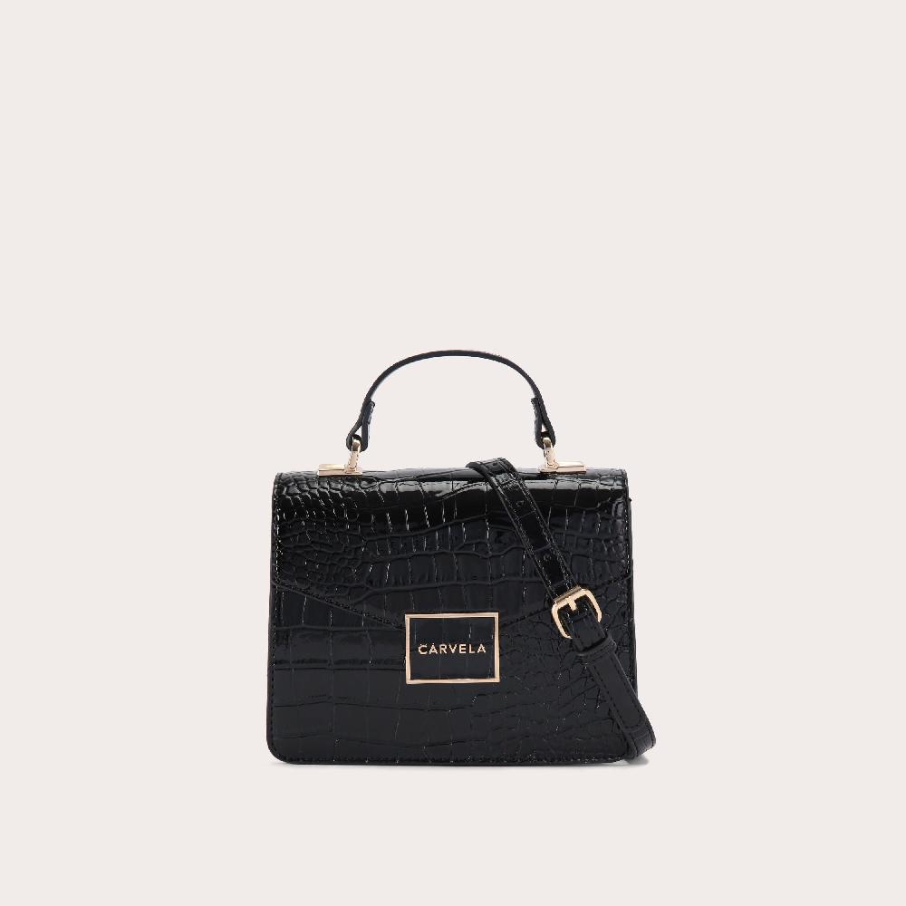 carvela JESSICA TOP HANDLE Black Croc Print Top Handle Bag by CARVELA