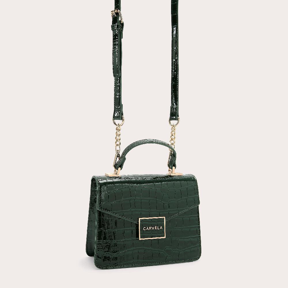 Carvela JESSICA TOP HANDLE Dark Green Croc Jessica Top Handle Bag By CARVELA