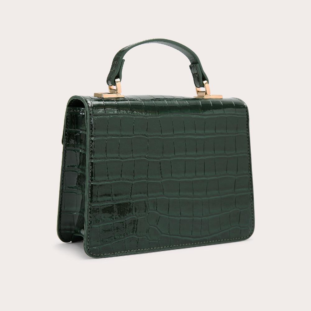 Carvela JESSICA TOP HANDLE Dark Green Croc Jessica Top Handle Bag By CARVELA
