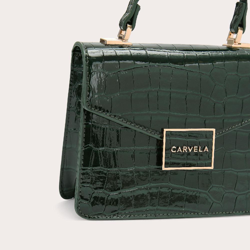 Carvela JESSICA TOP HANDLE Dark Green Croc Jessica Top Handle Bag By CARVELA