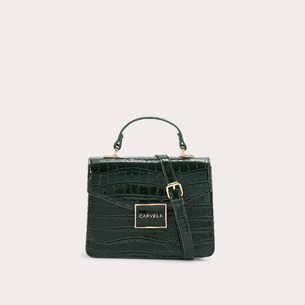carvela JESSICA TOP HANDLE Dark Green Croc Jessica Top Handle Bag by CARVELA