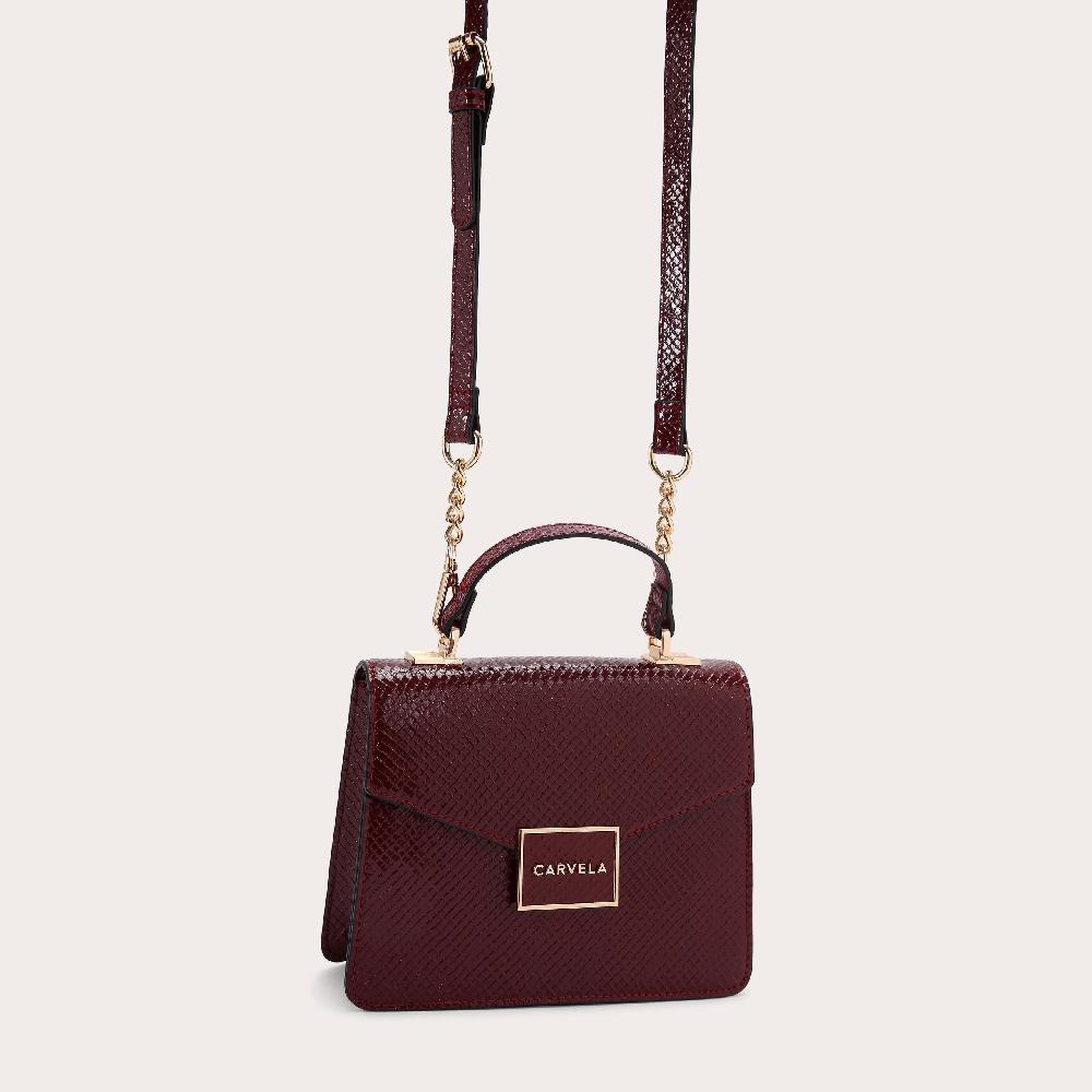 Carvela JESSICA TOP HANDLE Dark Red Lizard Top Handle Bag By CARVELA