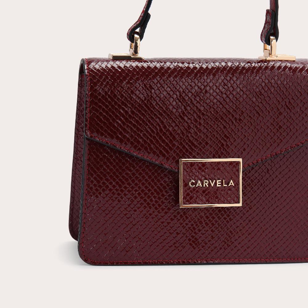 Carvela JESSICA TOP HANDLE Dark Red Lizard Top Handle Bag By CARVELA