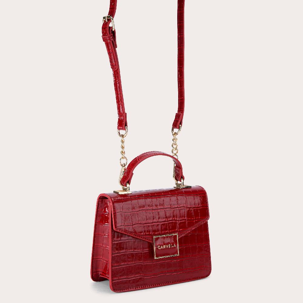 Carvela JESSICA TOP HANDLE Red Croc Top Handle Bag By CARVELA