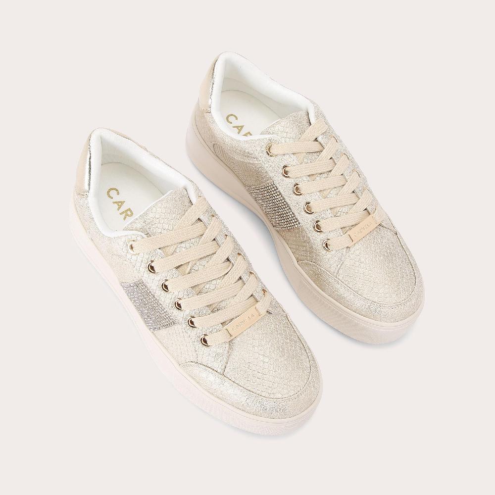 Carvela JIVE LACE UP Gold Metallic Snake Trainer By CARVELA