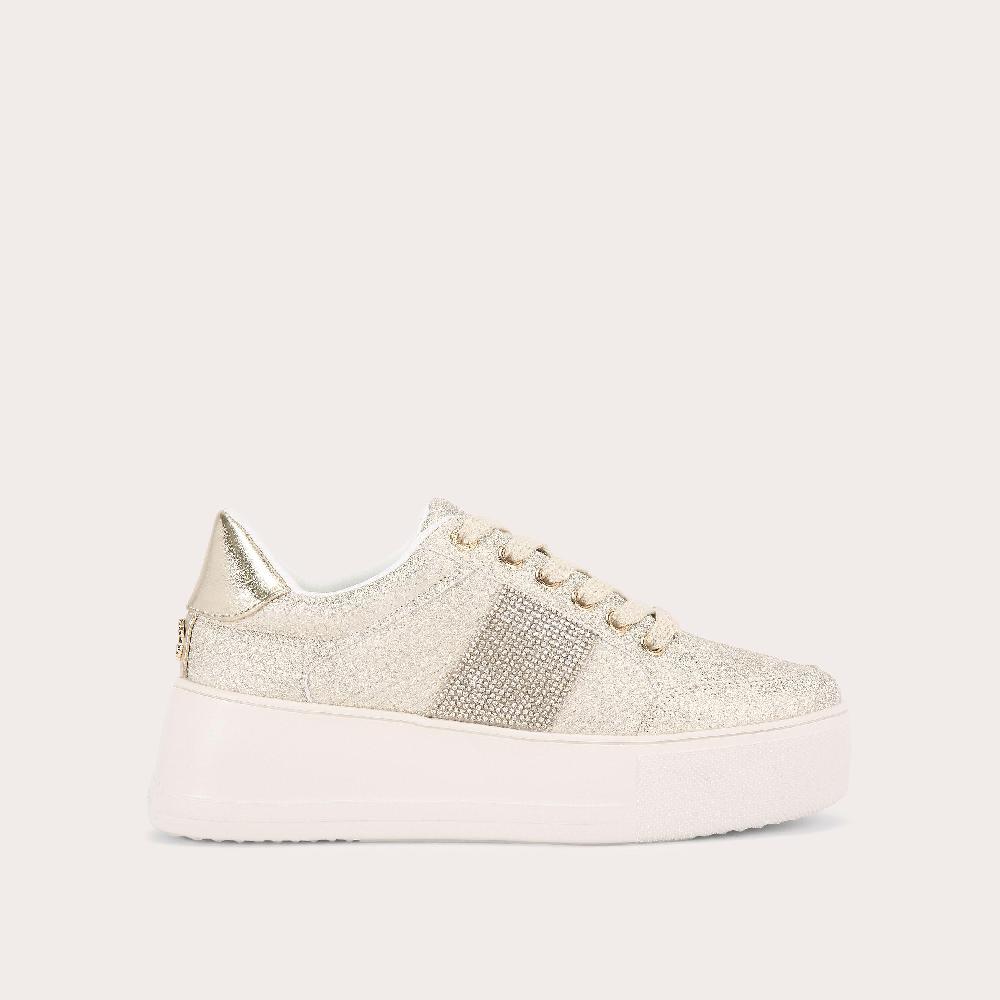 carvela JIVE LACE UP Gold Metallic Snake Trainer by CARVELA