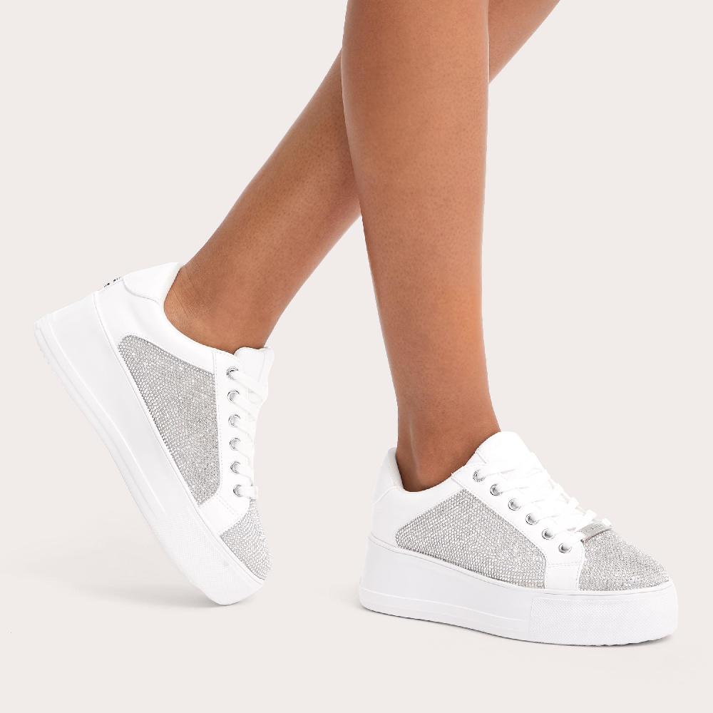 Carvela JIVE LACE UP White Crystal Trainer By CARVELA