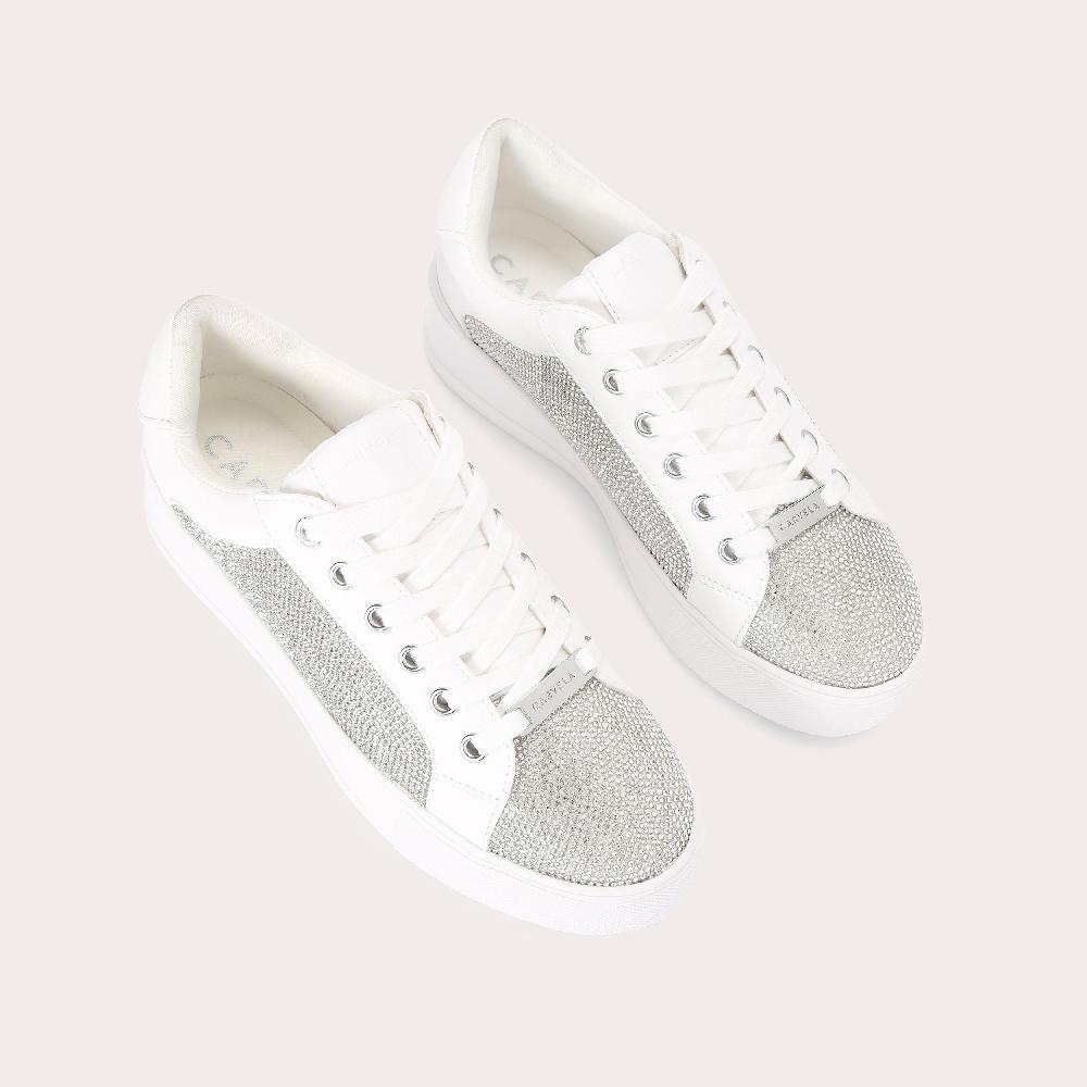 Carvela JIVE LACE UP White Crystal Trainer By CARVELA