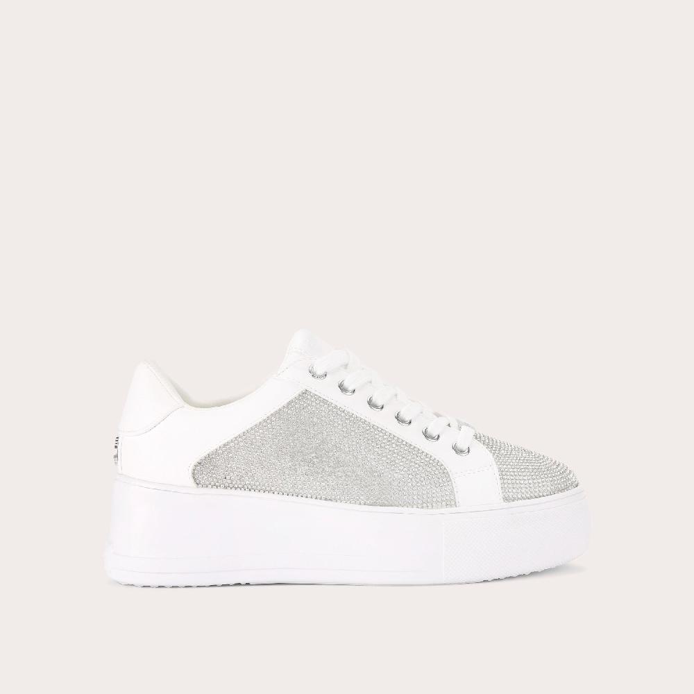 carvela JIVE LACE UP White Crystal Trainer by CARVELA
