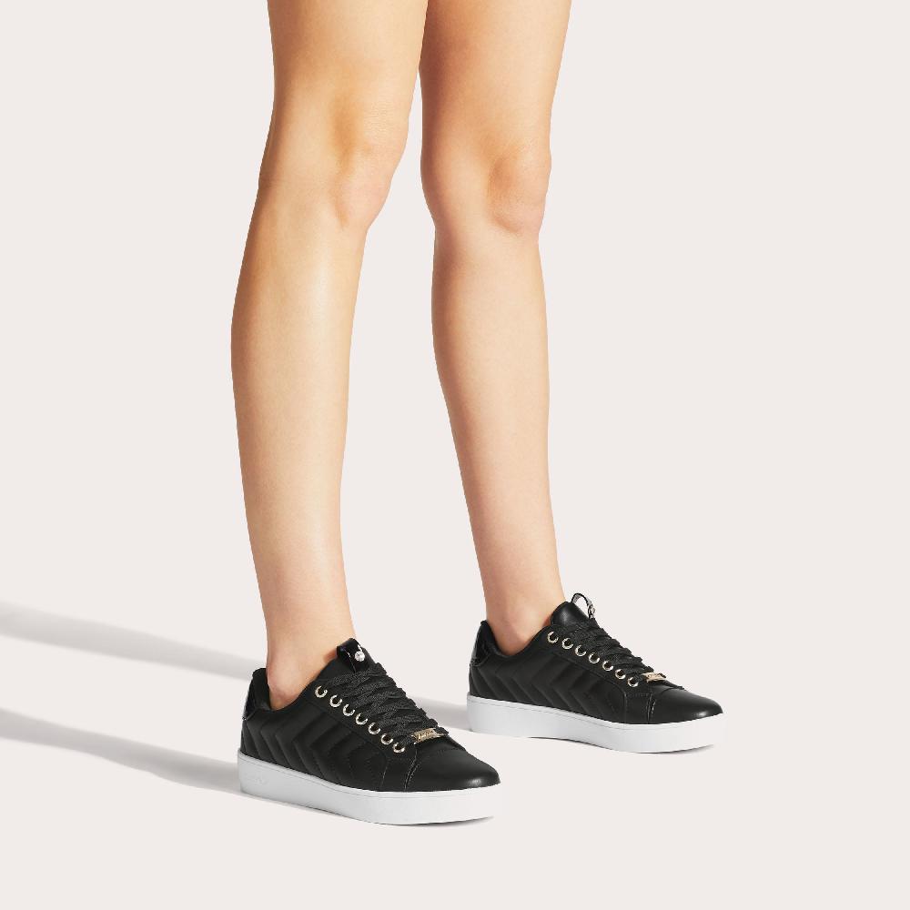 Carvela JOYFUL QUILT Black Lace Up Trainers By CARVELA