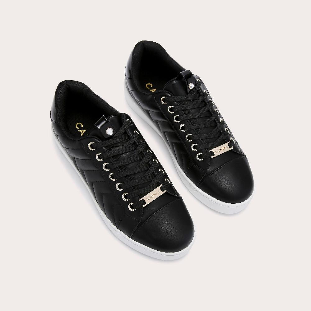 Carvela JOYFUL QUILT Black Lace Up Trainers By CARVELA